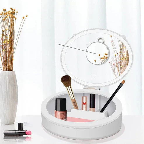 LED Makeup Mirror Desktop With Light Storage Box